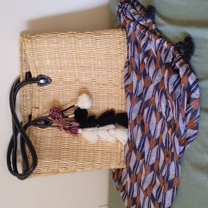 Misa LA large straw pom pom tote